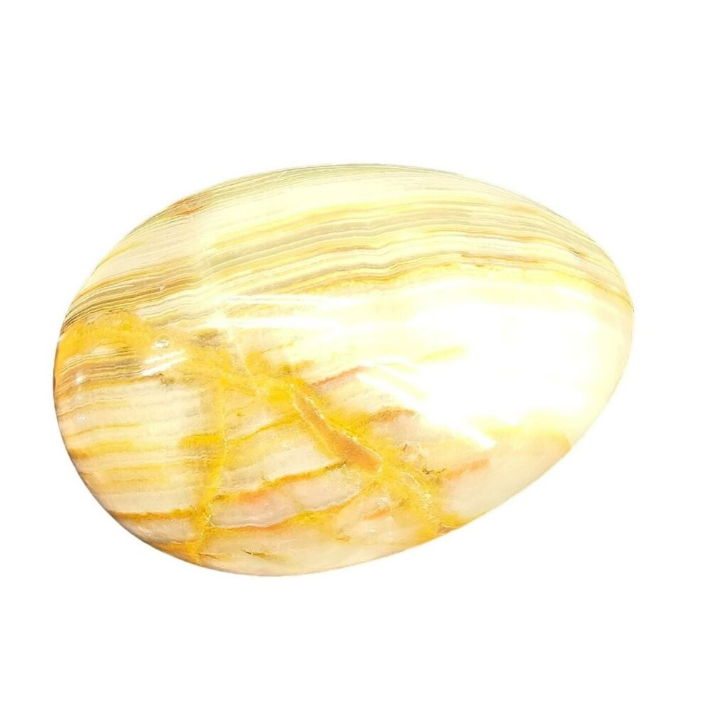 Vintage Large Heavy Banded Onyx‎ Gemstone Egg 3-1/2 in. Paperweight